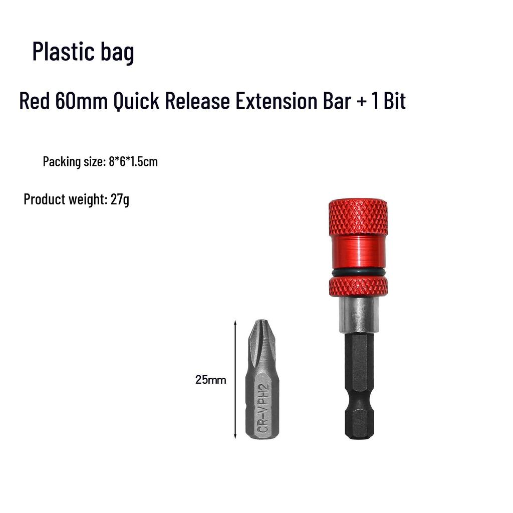 60mm Dark Blue Adjustable Stainless Steel Screwdriver Bit Extension with 1/4 Hex Shank & Quick Release Magnet