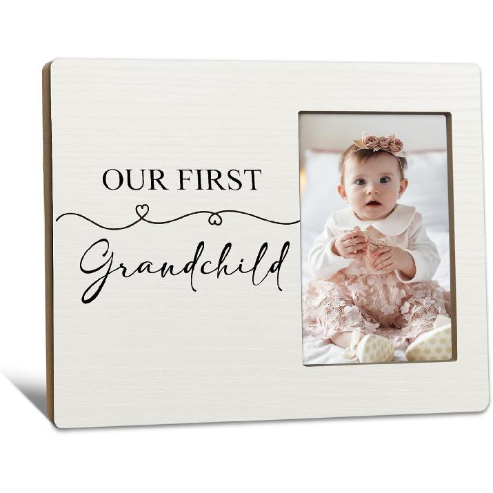 First Granddaughter Gifts Picture Frame 4x6, First Time Grandparents Gifts Photo Frame, New Baby Gift for Grandparents, New Grandparent Gift Wooden