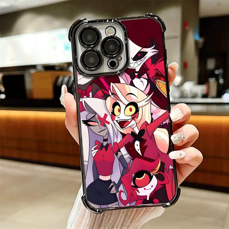 Hazbin Hotel Anime Plating Phone Case For Iphone 16 17 Pro Max Air 16E 14 15 Plus 12 13 Mini Anti-Fall Airabag Cover