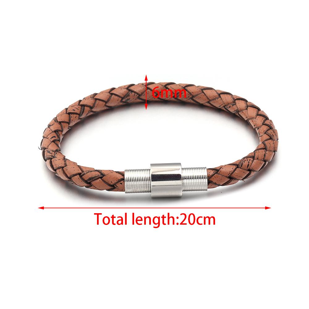 Vintage Leather Bracelet Stainless Steel Magnetic Clasp Braided Cord Rope For Men Fashion Design Simple Handmade Jewelry Gifts