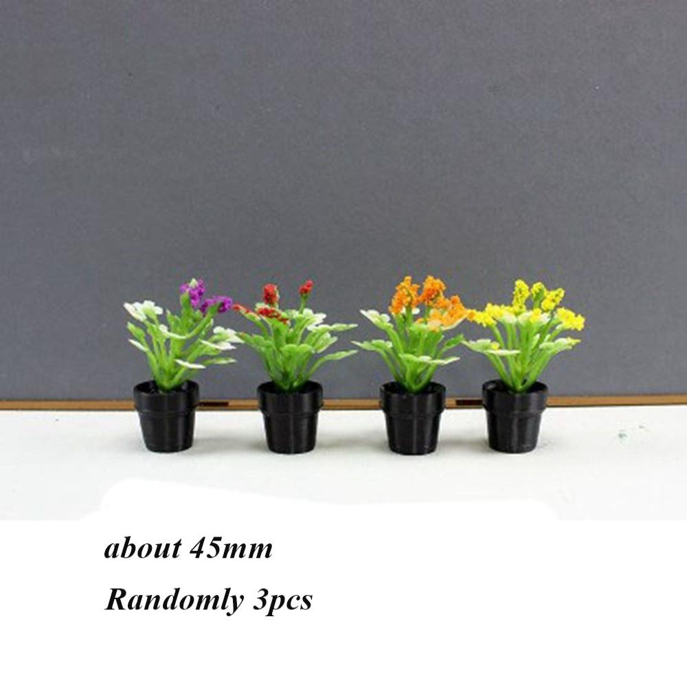 3pcs New 1:12 Dollhouse Miniature Potted Plant Multistyles Mini Bonsai Garden Home Model Play House Decor Doll House Accessories