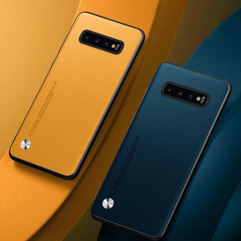 Luxury PU Leather Case For Samsung Galaxy S10 5G S10 Plus S10Plus Back Cover Business Matte Silicone Protection Phone Case Coque