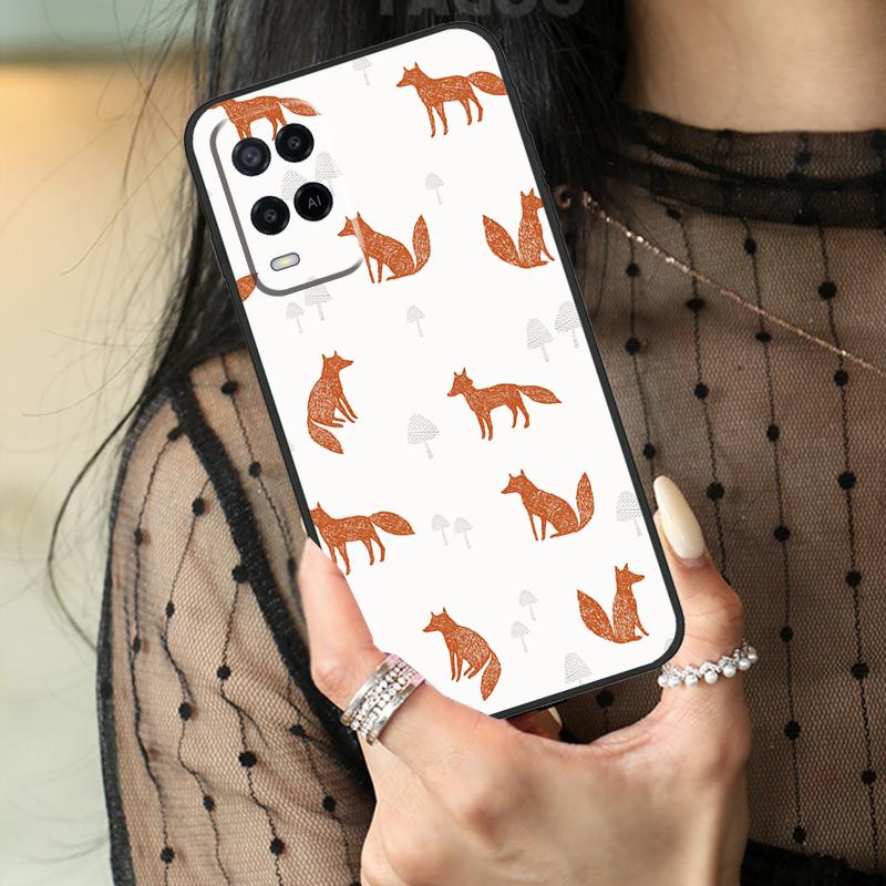 Cartoon Foxes Animal Case For Oppo A74 A94 A54 A80 A60 A40 A18 A38 A58 A78 A98 A96 A76 A16 A15 A17 A57 A77 A5 Pro