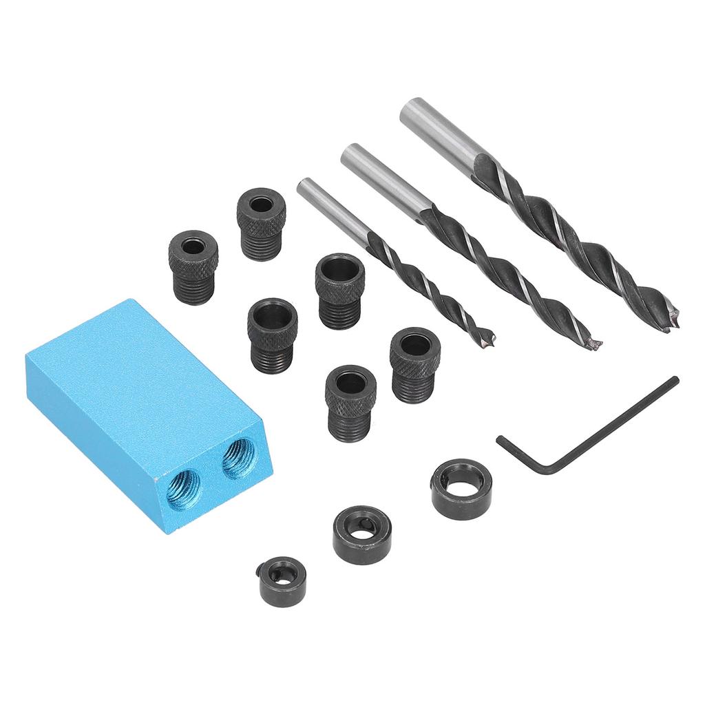 Woodwork Pocket Hole Jig 15 degrees  Aluminum Alloy Angle Carpentry Locator Jigs for Drilling14Pcs Set