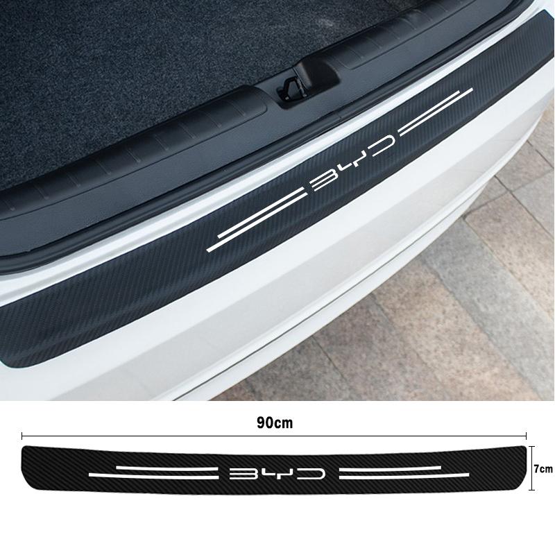 Car Rear Trunk Door Sill Bumper Guard Plate Stickers for BYD Atto 3 EV 2022 2023 Logo Carbon Fiber Anti Scratch Protector Decal