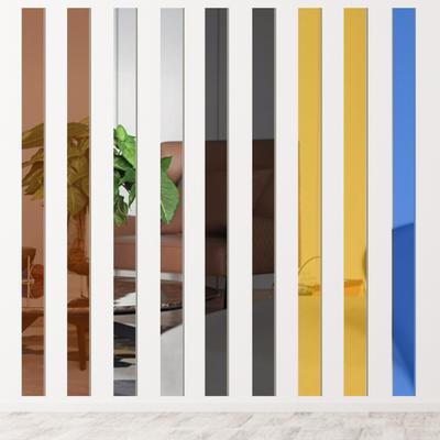 1 Set Mirror Wall Stickers Removable Self Adhesive Acrylic No Residue Wall Line Border Decals for Home