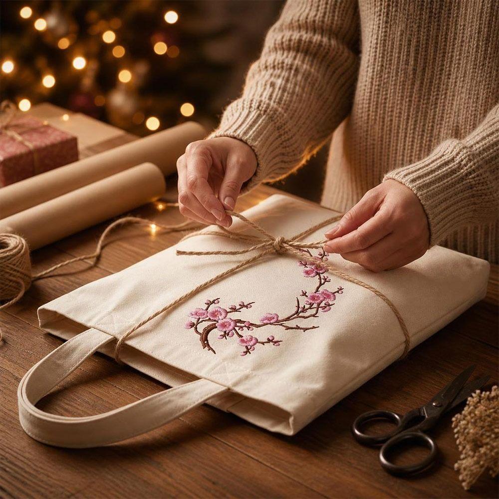 Hot Melt Adhesive Cherry Blossom Iron On Patches DIY Branch Embroidery Applique Clothing Repair