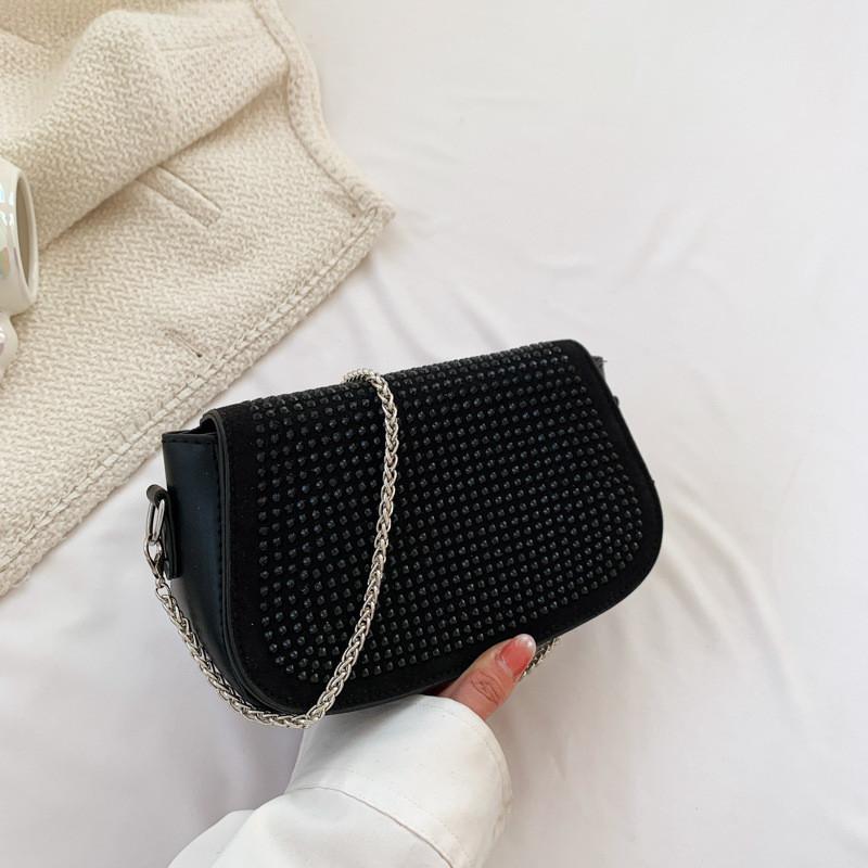

Stylish Vintage Saddle Bag 2023 Fall Collection Purse Women Fashionable Chic Single Shoulder Bag Casual Chain Crossbody Bag Silver Black