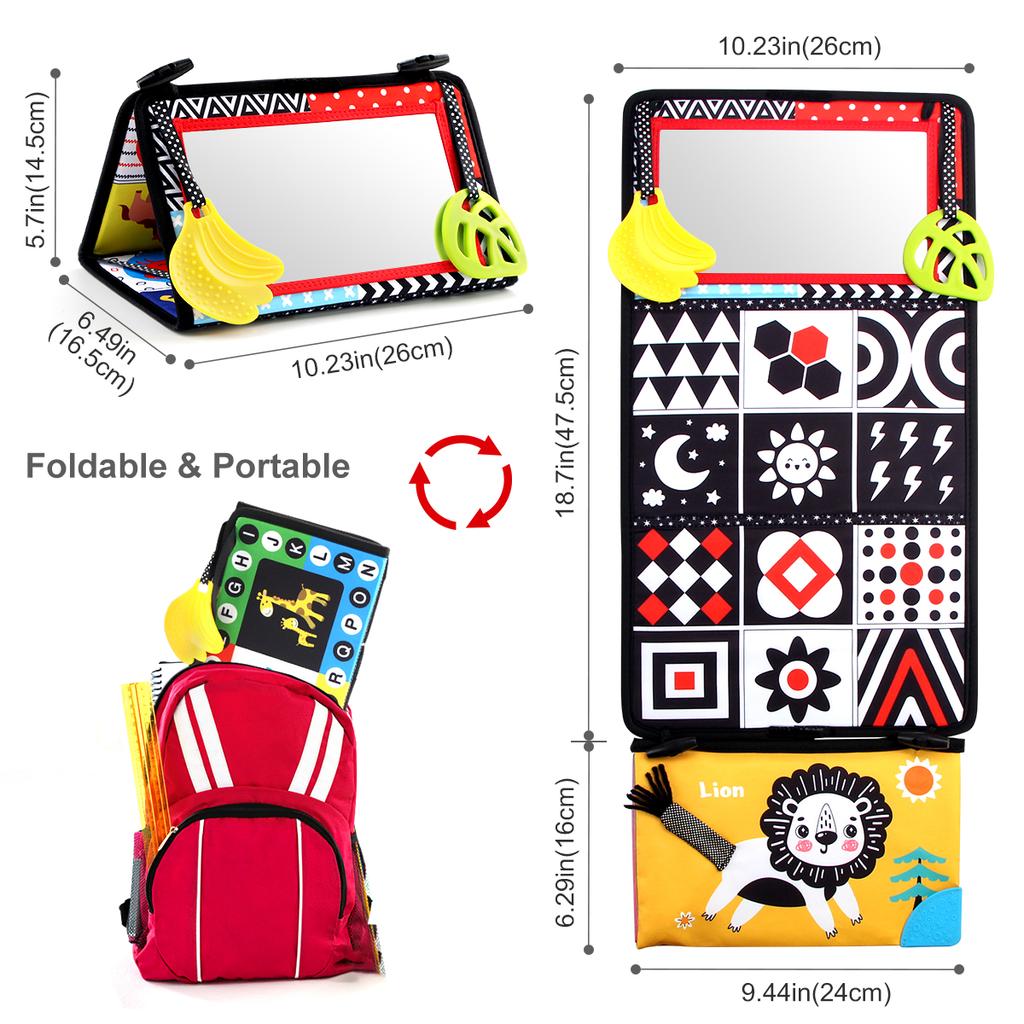 Schwarz-Weiß Baby Bodenspiegel Bauchlage Sensorisches Spielzeug 6-24 Monate Baby Spielzeug Montessori Spielzeug Krabbelentwicklung Baby Spielzeug