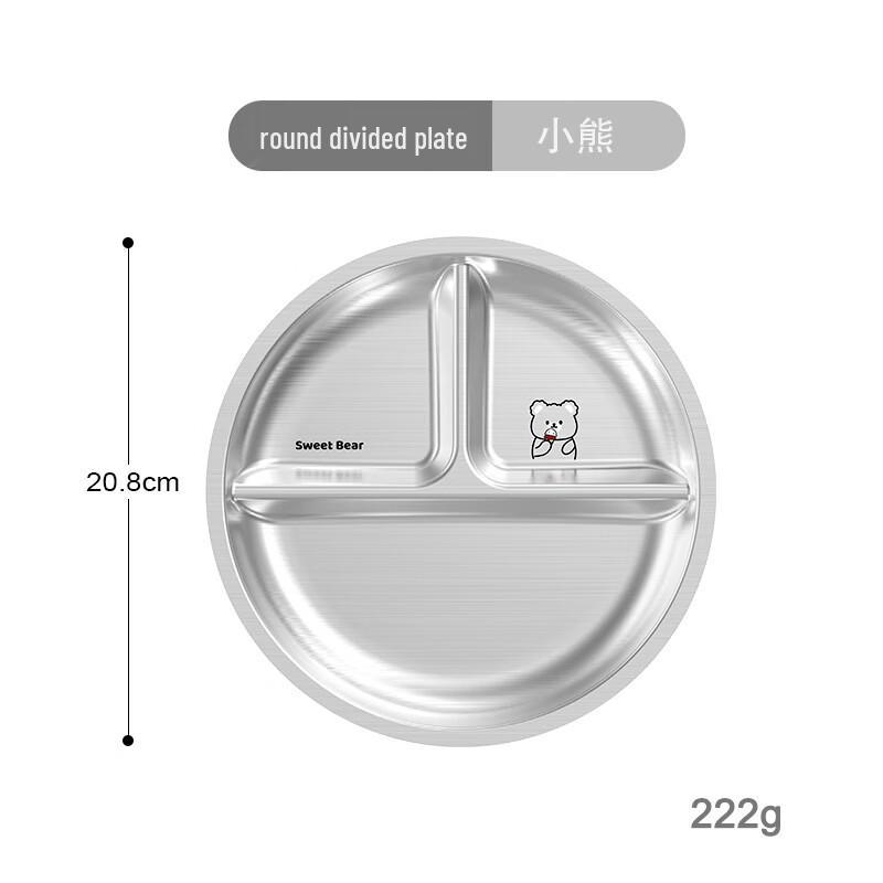 Abay Cartoon Stainless Steel Kids Divided Plate Set