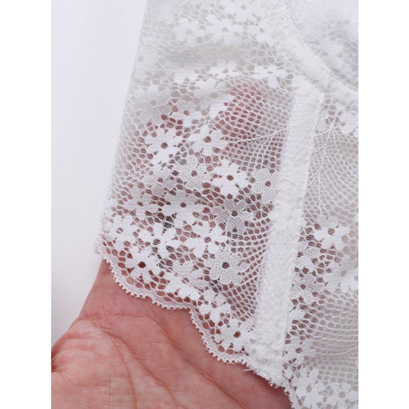 Spitzen-Schleifenband Korsett-Oberteil durchsichtiges Netz Bustier Crop-Top mit Stäbchen für Damen