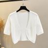Ice Silk Knitted Cardigan Women's Summer Thin Short-Sleeved Sling Dress Small Waistcoat Outer Match Short Shawl and Sunscreen Shirt