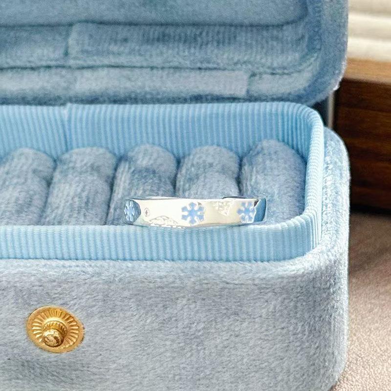 Epoxy Enamel Snowflake Butterfly Simple Opening Ring Irregular Niche Design High-End Simple Girlfriend Ring