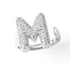 Letter Design Ring with Clear Stone Detail, Copper Base Fashion Jewelry for Daily Outfits, Party Styling and Gifts