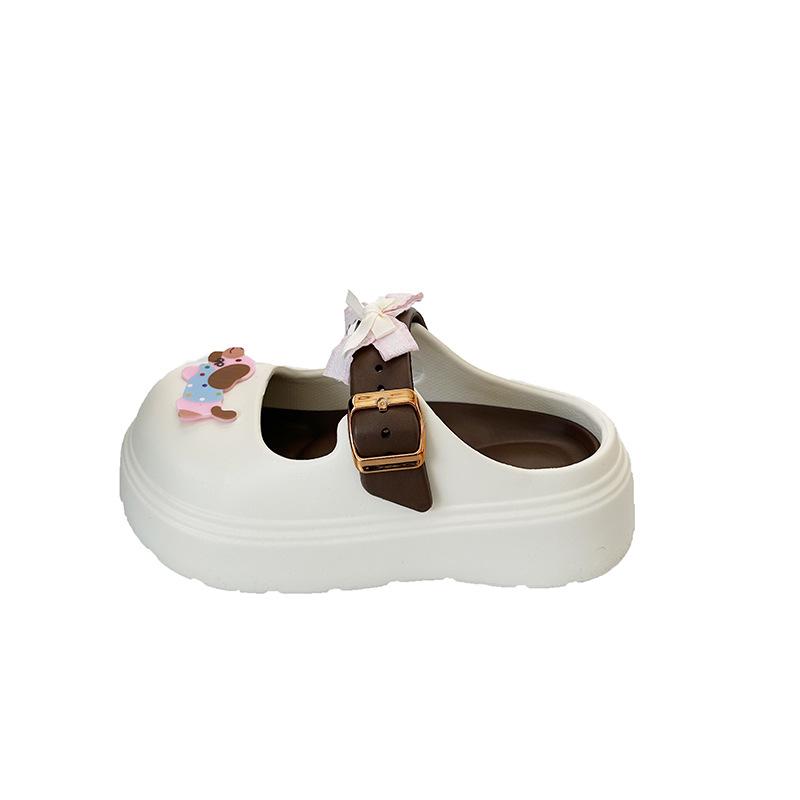 Urocze kreskówkowe szczeniaczki, kapcie z grubą podeszwą i zakrywające palce, do noszenia na zewnątrz, nowe popularne sandały na miękkiej podeszwie, antypoślizgowe, damskie, wiosna i lato 2025