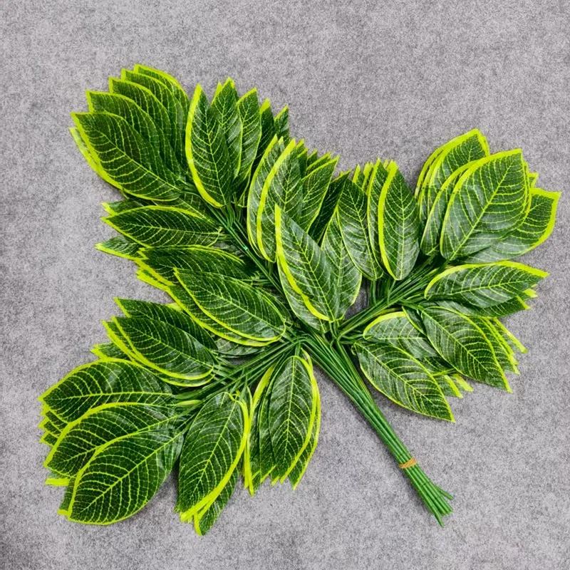 Artificial Banyan Maple Mango Leaves Fake Foliage Greenery Stems for Decoration Outdoor Landscape Tree Making