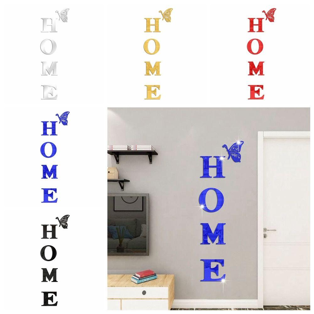 

5Pcs/Set Mirror Home Family Sticker 3D 3D Acrylic Decal Mirror Wall Sticker Entrance Door