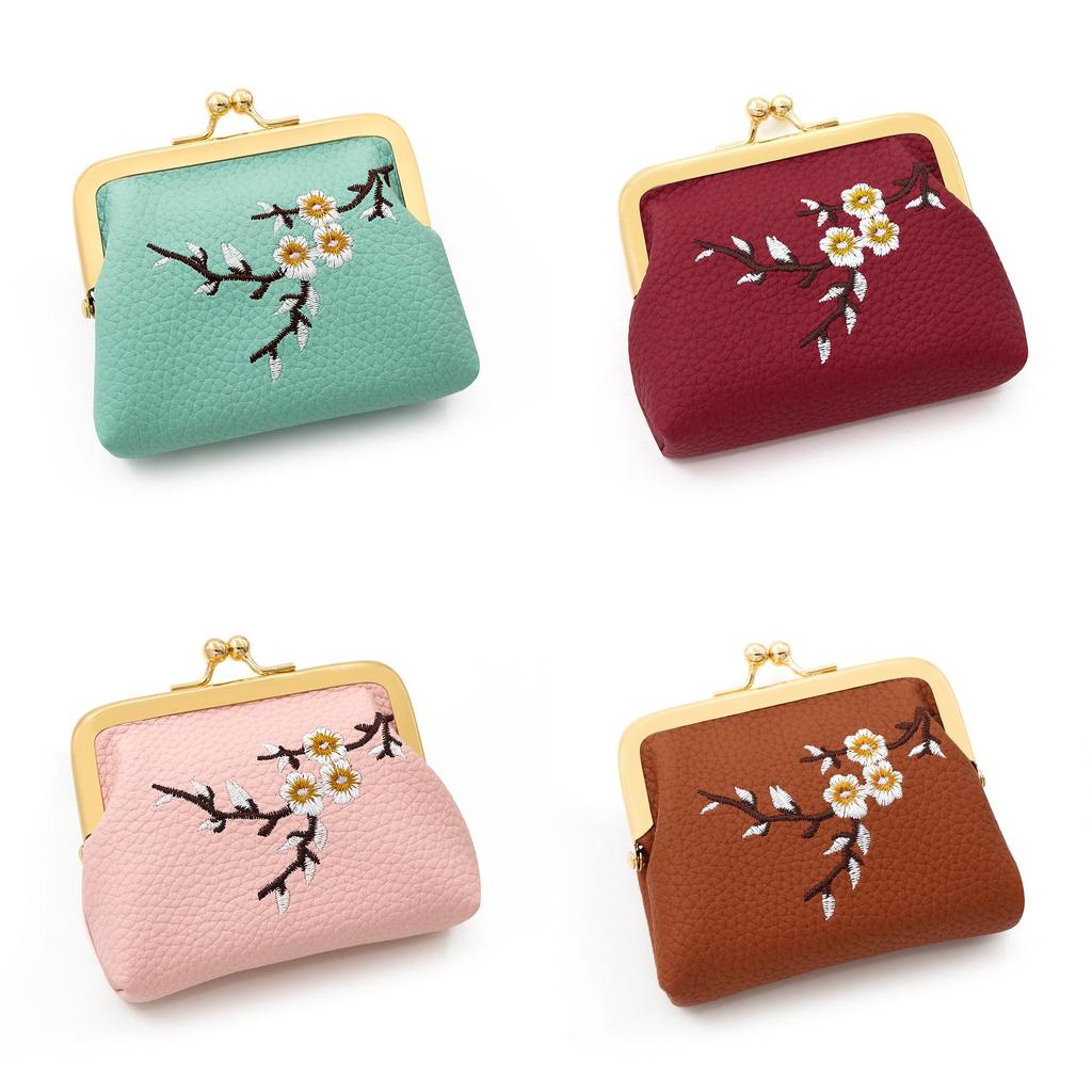 Chinese Style Embroidered Coin Purse With Flower Pattern For Women Daily Use