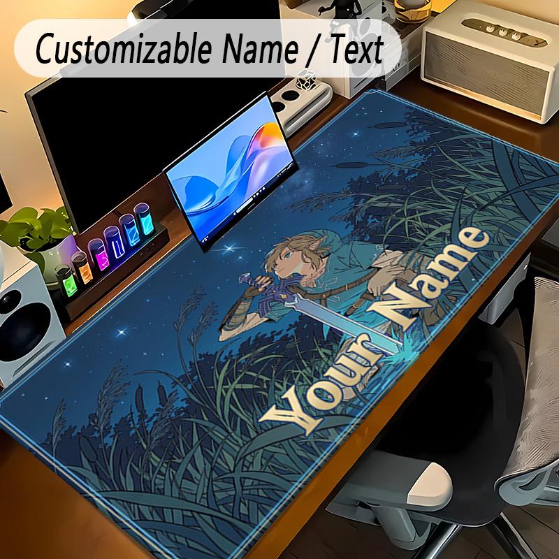 Large Mouse PadZelda Custom Name Text Personalized Desk Mat Non Slip Gaming Pad