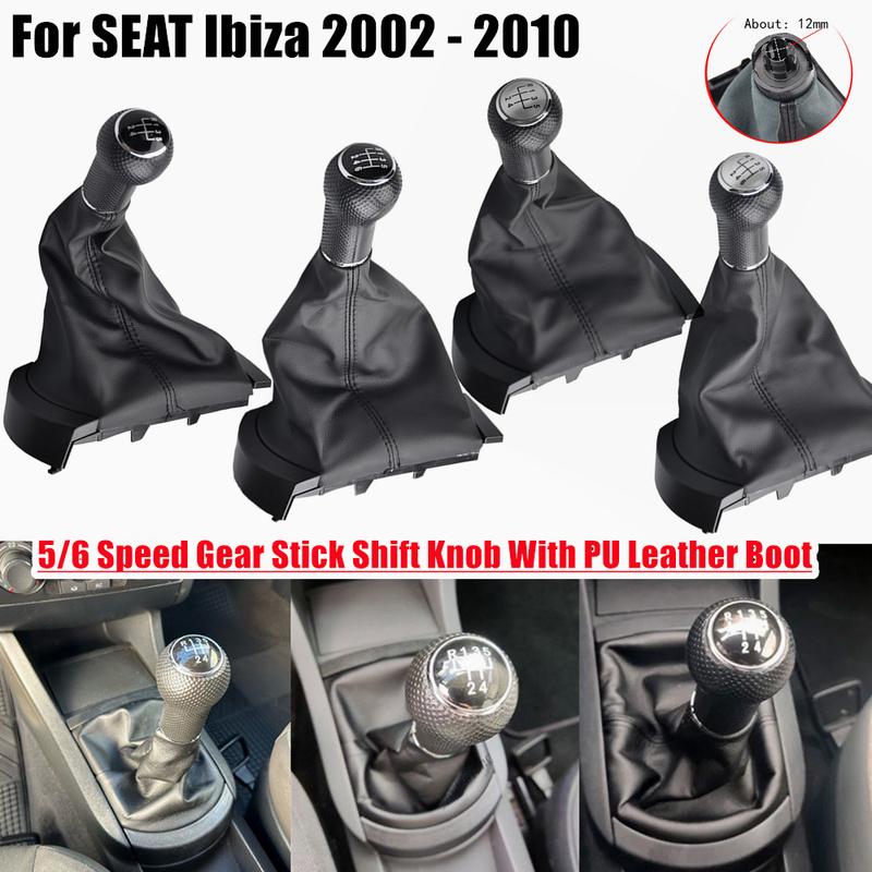 For Seat Ibiza 2002 2003 2004 2005 2006 2007 2008 2009 2010 Car-Styling New 5 6 Speed Gear Stick Shift Knob With PU Leather Boot