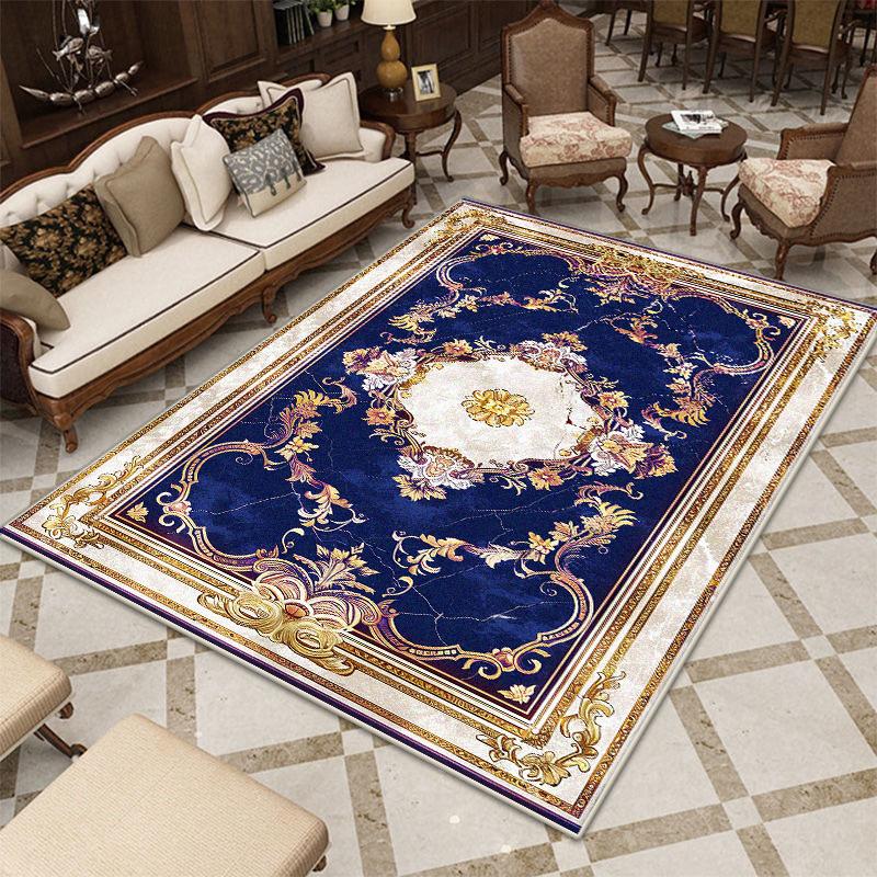 European Style Black Golden Carpet Living Room Luxury Decor Soft Fluffy Washable Rug Bedroom Bedside Antiskid Floor Mat Foldable