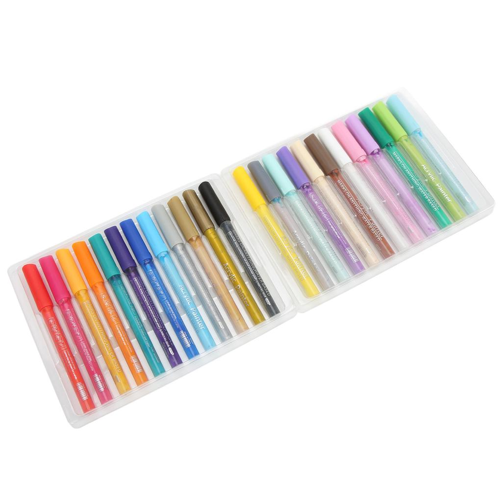 24Pcs Acrylic Paint Markers Multi Function Safe Nontoxic Moistureproof Quick Drying Vivid Colors