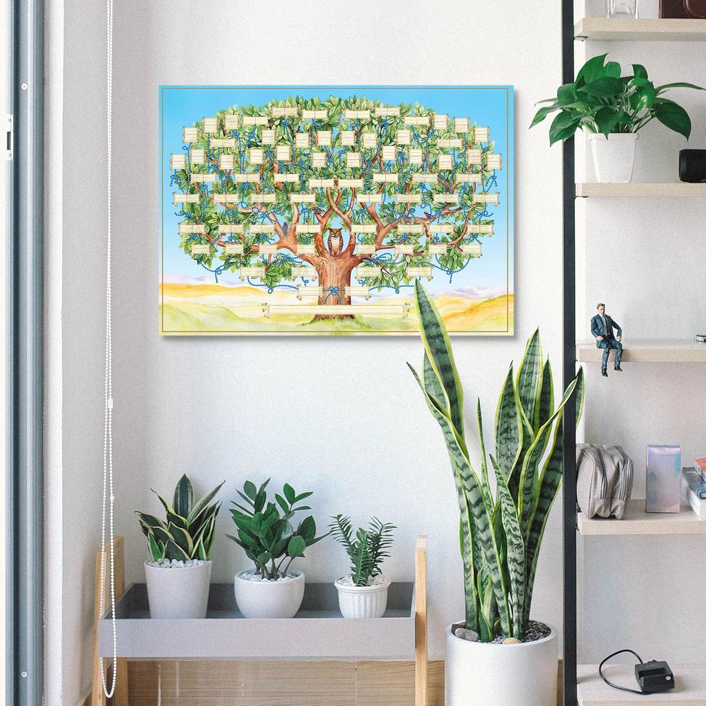 40 x 60cm Family Tree Canvas Fill In Blank Genealogy Chart Wall Art Fillable Family History Poster