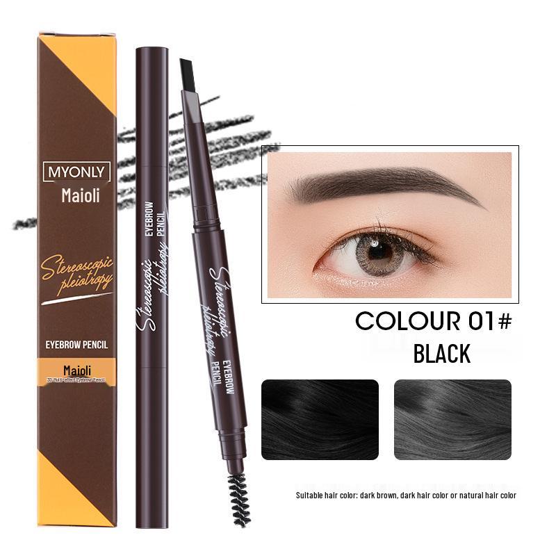 

3D Rotating Eyebrow Pencil: Smudge-resistant, long-lasting, double-ended triangular design for precise application. Standard чорний
