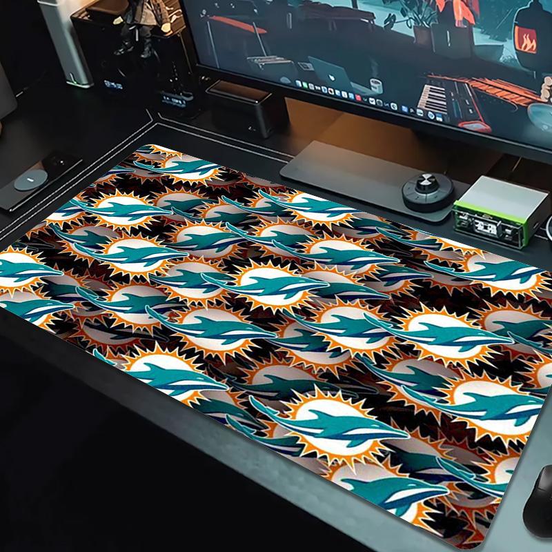 Miami Dolphins Logos Color Mouse Pad Large Gaming Table Cushion Non-slip Laptop Tablet Big Mousepad XXL Mat Mini PC Playmat With Lock edge