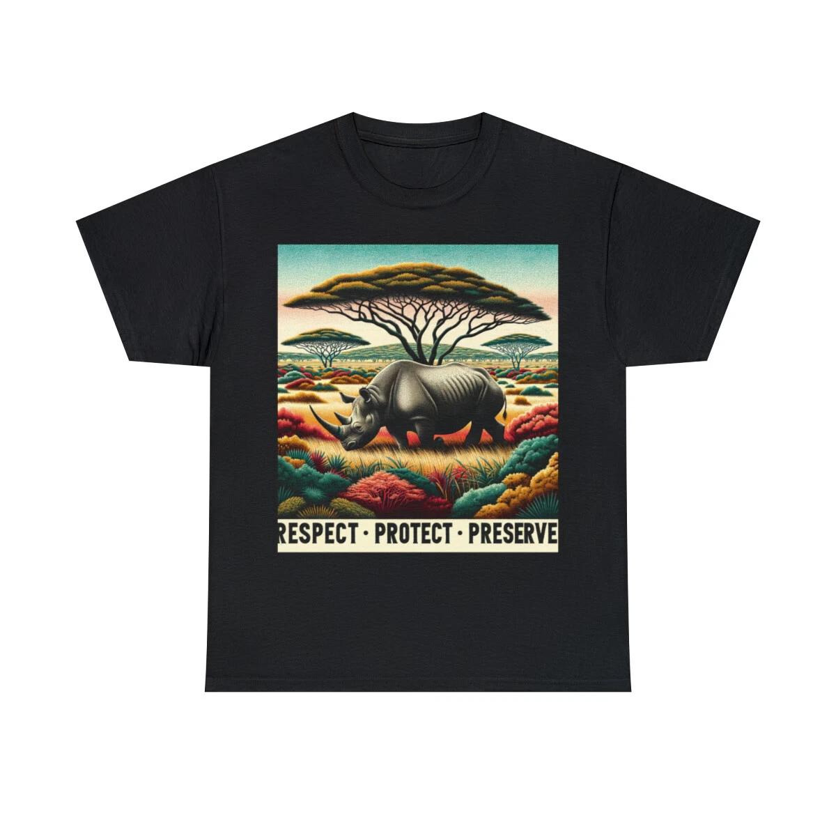 Vintage Style T Shirt Save The Rhino Conservation Africa Nature Retro Animal Tee S