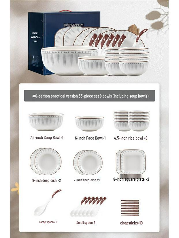 Kangmo 33-Piece Ceramic Dinnerware Set for 6