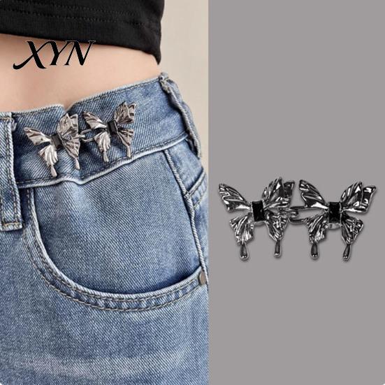 Creative Fashion Accessory 1 Pair Pant Waist Tighteners, Metal Butterfly Star Decorative Jeans Button Bag Buckle Pins, Adjustable No-Sew Pants