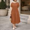 ZANZEA Women Casual Round Neck Solid Color Loose Summer Dress