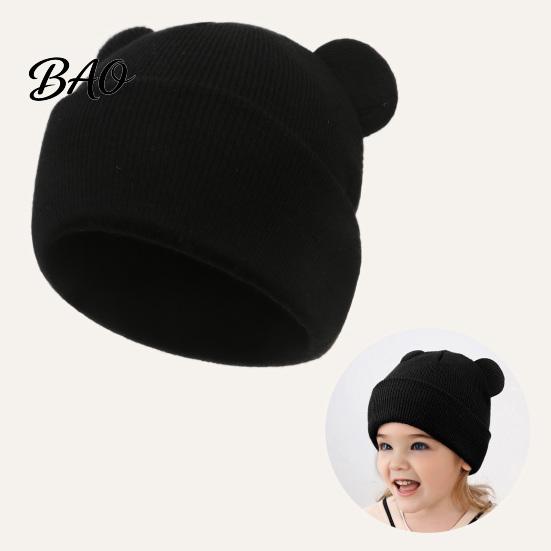 Infant Knitted Hat Baby Winter Hat, Cute Bear Ears Cozy Knit Soft Ear Warm Skull Cap for Newborn Toddler Boys Girls, 0-36 Months Windproof Head Wrap
