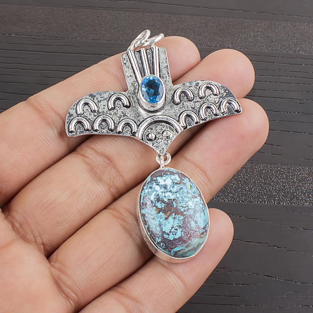 Natural Shattukite Gemstone 925 Sterling Silver Jewelry Designer Pendant 2.47 AJP-2363
