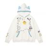 2026 Womens Retro Cartoon Print Zip Up Hoodie Casual Loose Fit Sweatshirt Jacket