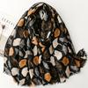 Vibrant Bohemian Ginkgo Biloba Floral Chic Scarf -Fashion Scarves With Multicolor Print, Thin Breathable Cotton Blend, Windproof