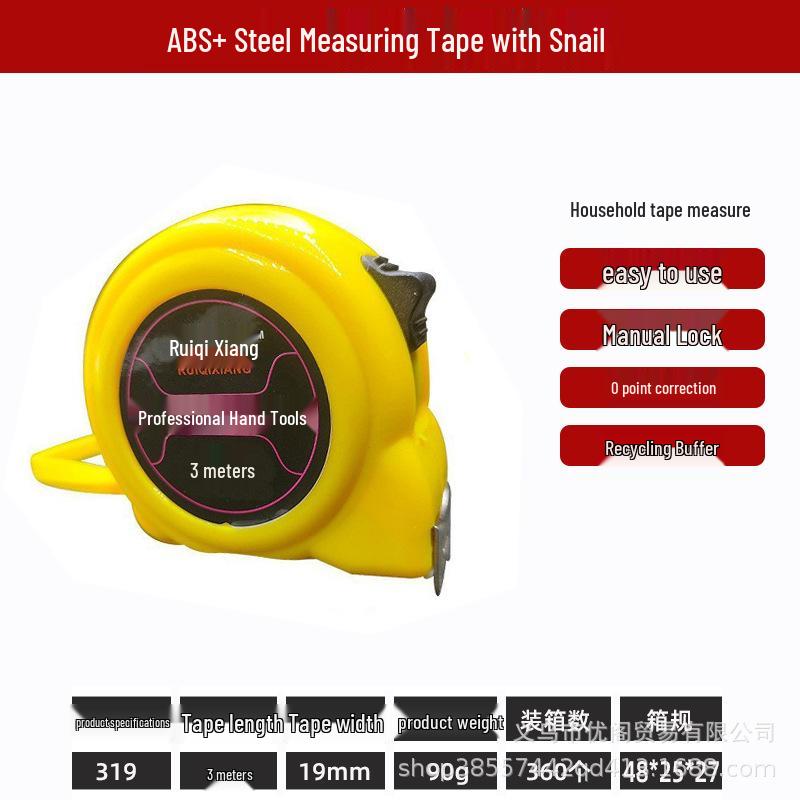 High-Precision Self-Locking 10m Measuring Tape, Drop-Resistant Woodworking Tool with Rubber Grip and 5m Stainless Steel Case