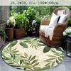 Green Leaf Round Rug Flannel Soft Non Slip Floor Mat Botanical Decor for Living Room Bedroom Outdoor Patio Garden Conservatory