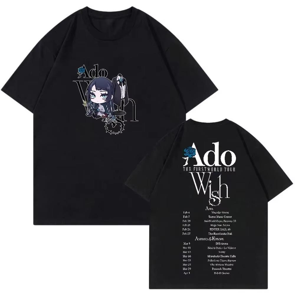 2026 new Blue Rose Ado The First Wish World Tour T-shirt Japanese Music Trend Male and Female Personality Fan Gift Support Top S разноцветный