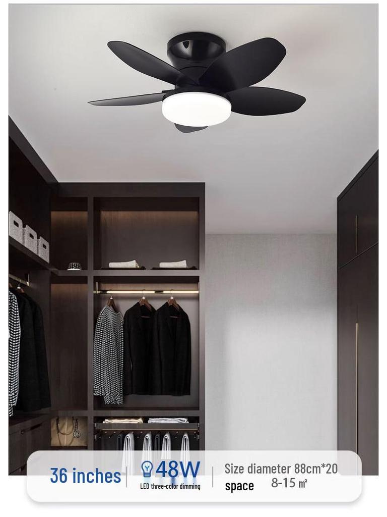 Japanese-Style Silent Ceiling Fan Light for Bedrooms, Dining, and Living Rooms - Modern Adjustable Pendant Design