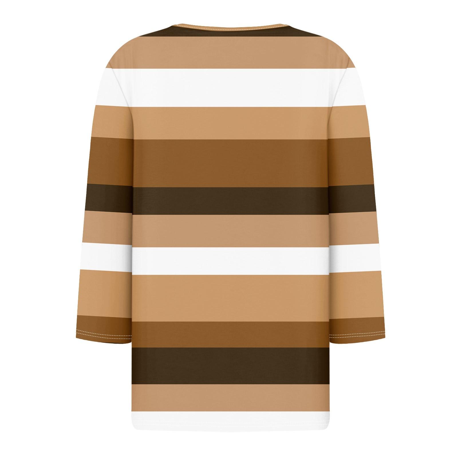 Жен. Футболка Футболка С принтом Пуговицы Рукав 3/4 Повседневные Выходные Мода — фото 4