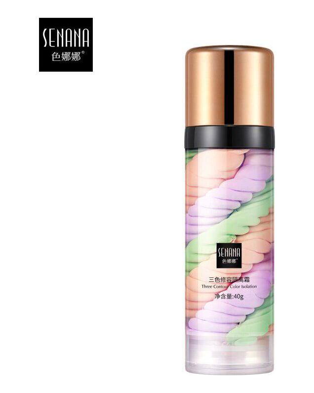 3-Farben-Isolationscreme, Gesichts-Make-up-Basiscreme, 40 g, dauerhaft feuchtigkeitsspendend, wasserfest, ölkontrollierend, zart feuchtigkeitsspendend und aufhellend für den Hautton