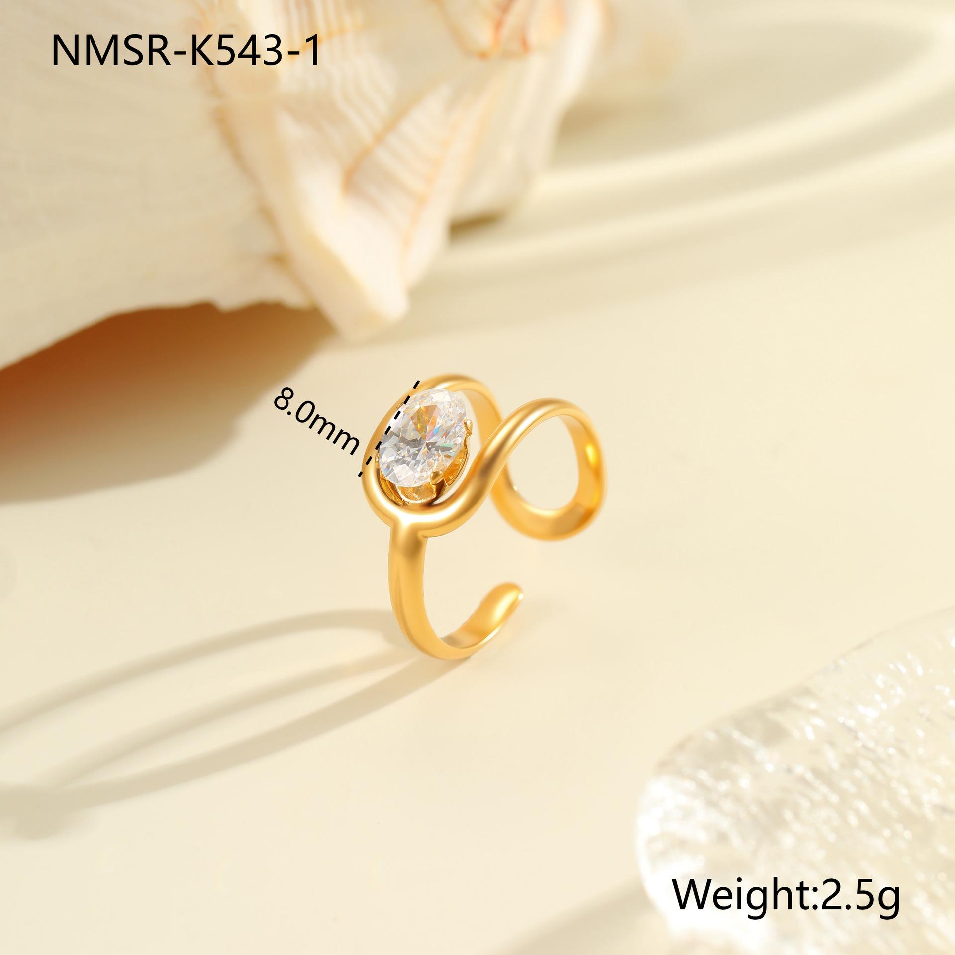 GEMCHIC Women s Stainless Steel Ring with Zircon, 18K Gold Plated, Fashion Geometry Design, Adjustable Open Ring for Daily Life