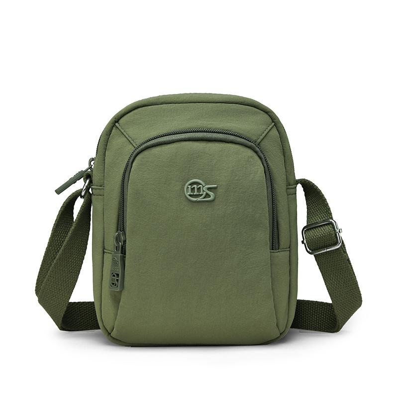 

Mini Nylon Crossbody Bag Compact Shoulder Tote with Zipper Closure and Adjustable Strap зелений