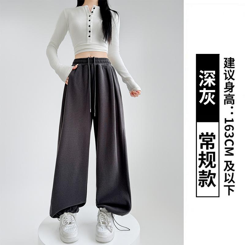 Sweatpants women's spring and autumn new high-waisted loose straight-leg pants small casual wide-leg sweatpants