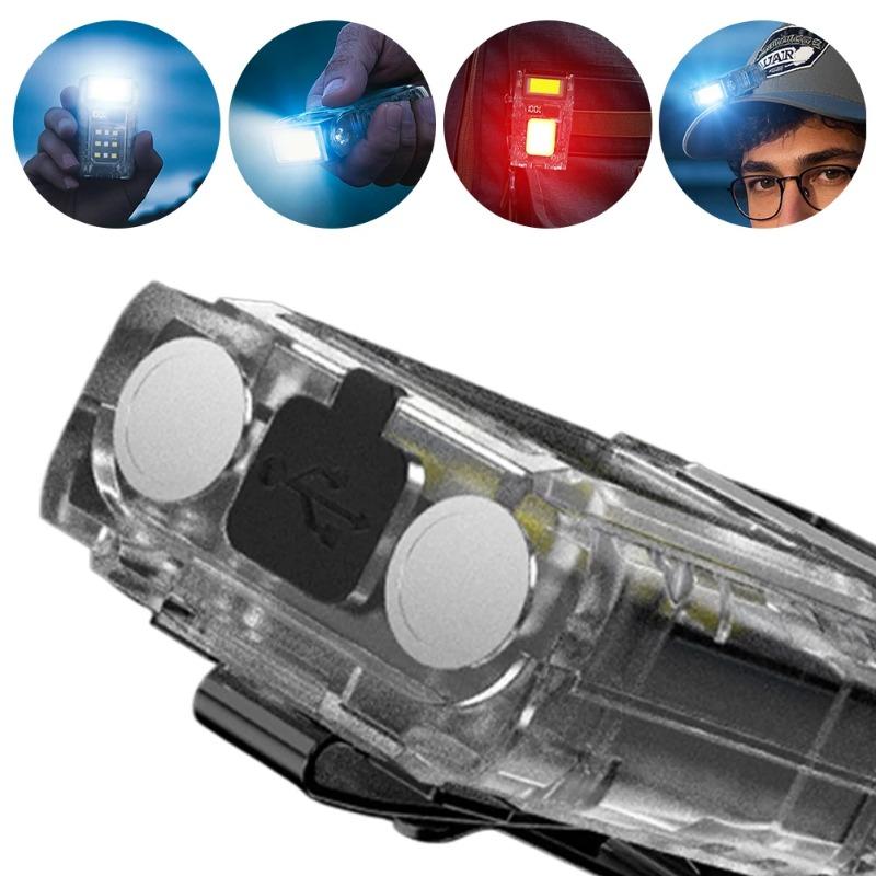 COB+SMD LED Outdoor Mini Flashlight USB-C Rechargeable Portable Torch Lamp Power Display Powerful Flashlight for Night Running