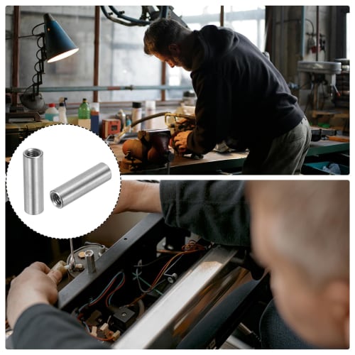 uxcell 5-Piece Set M6 Round Connector Nuts, 30mm/1.18" Long 304 Stainless Steel Coupling Nuts, Sleeve Rod Bar Stud Nuts for Brackets, M6x30x10mm