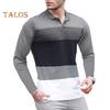 Herbst Frühling Herren Top Umlegekragen Pullover Dehnbar Lange Ärmel Gestreifter Druck Mittellanges Fitness Business Alltagshemd