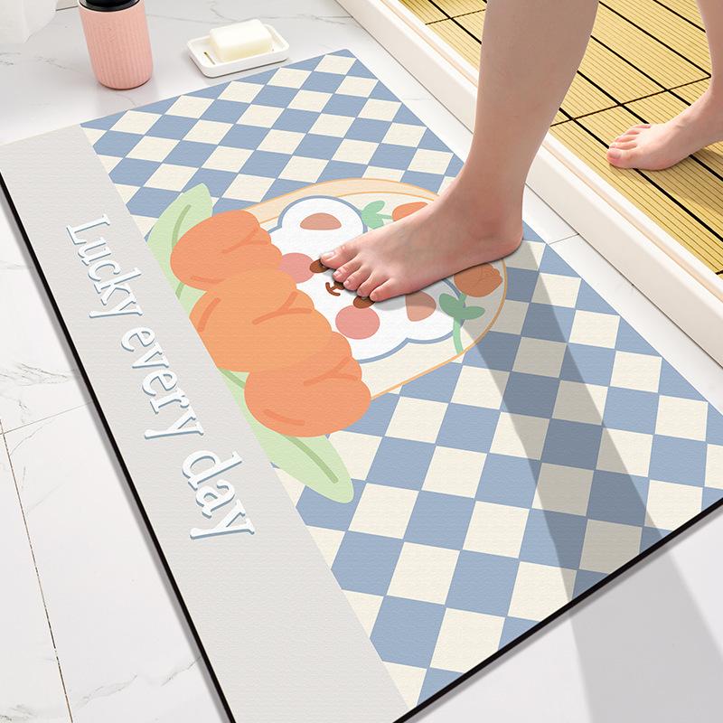 

Маленький свежий коврик для ванной с противоскользящим покрытием, придверный коврик, впитывающий коврик для ног для туалета, коврик для туалетной двери, коврик для туалета, ковер 40 * 60cm Diatom Mud